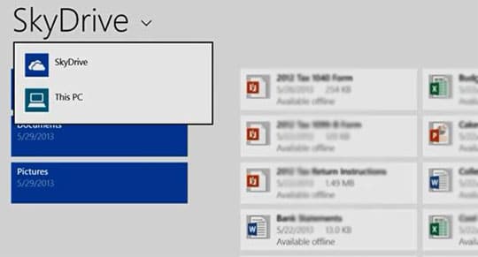 Windows 8.1 Cloud Storage Skydrive