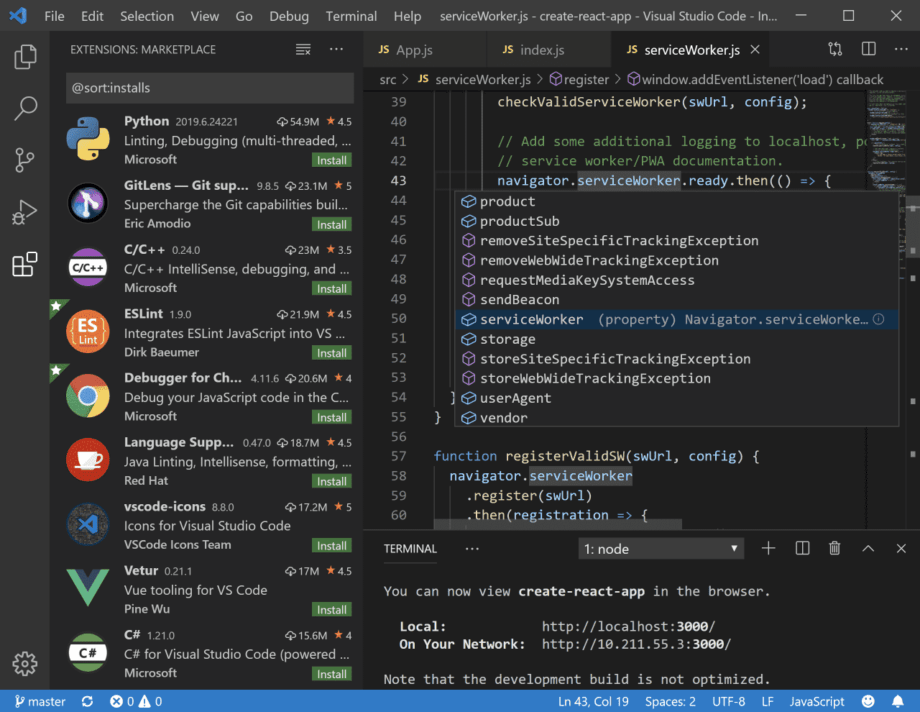 Visual Studio Code Interface.