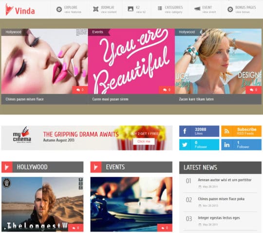 Vinda free joomla templates
