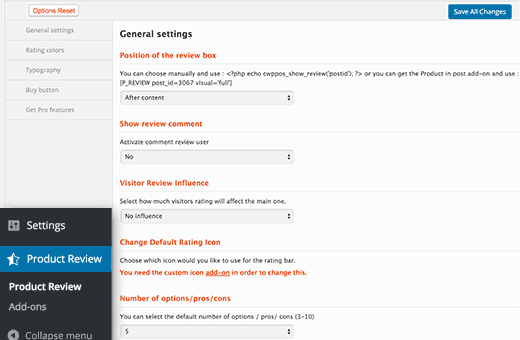 WP-Product-Review-General-Settings