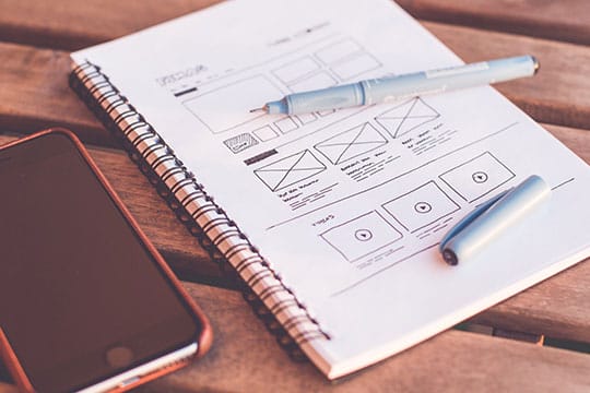 web-design--designer-desk-drawing-note-sketch-framework-Wireframes