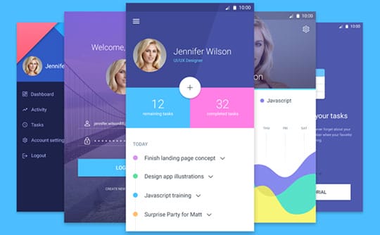 Mobile-Material-UI-Screens
