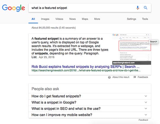 What is Google Featured Snippets