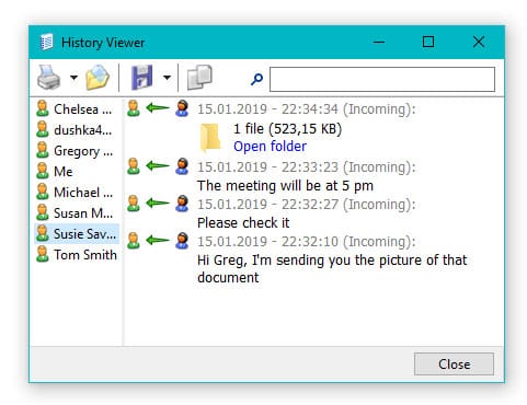 Softros-lan-message-history