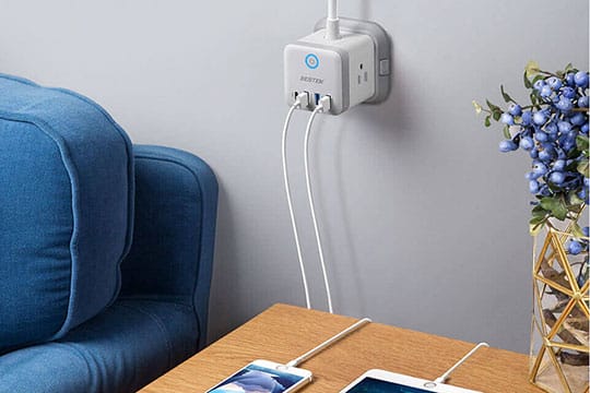 BESTEK 3-Outlet Vertical Cube Mountable Power Strip 4 USB Ports - 2