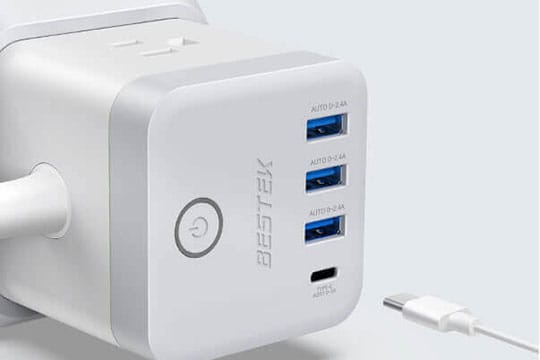 BESTEK 3-Outlet Vertical Cube Mountable Power Strip 4 USB Ports - 3