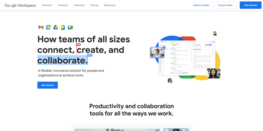 A screenshot from the Google Workspace website.