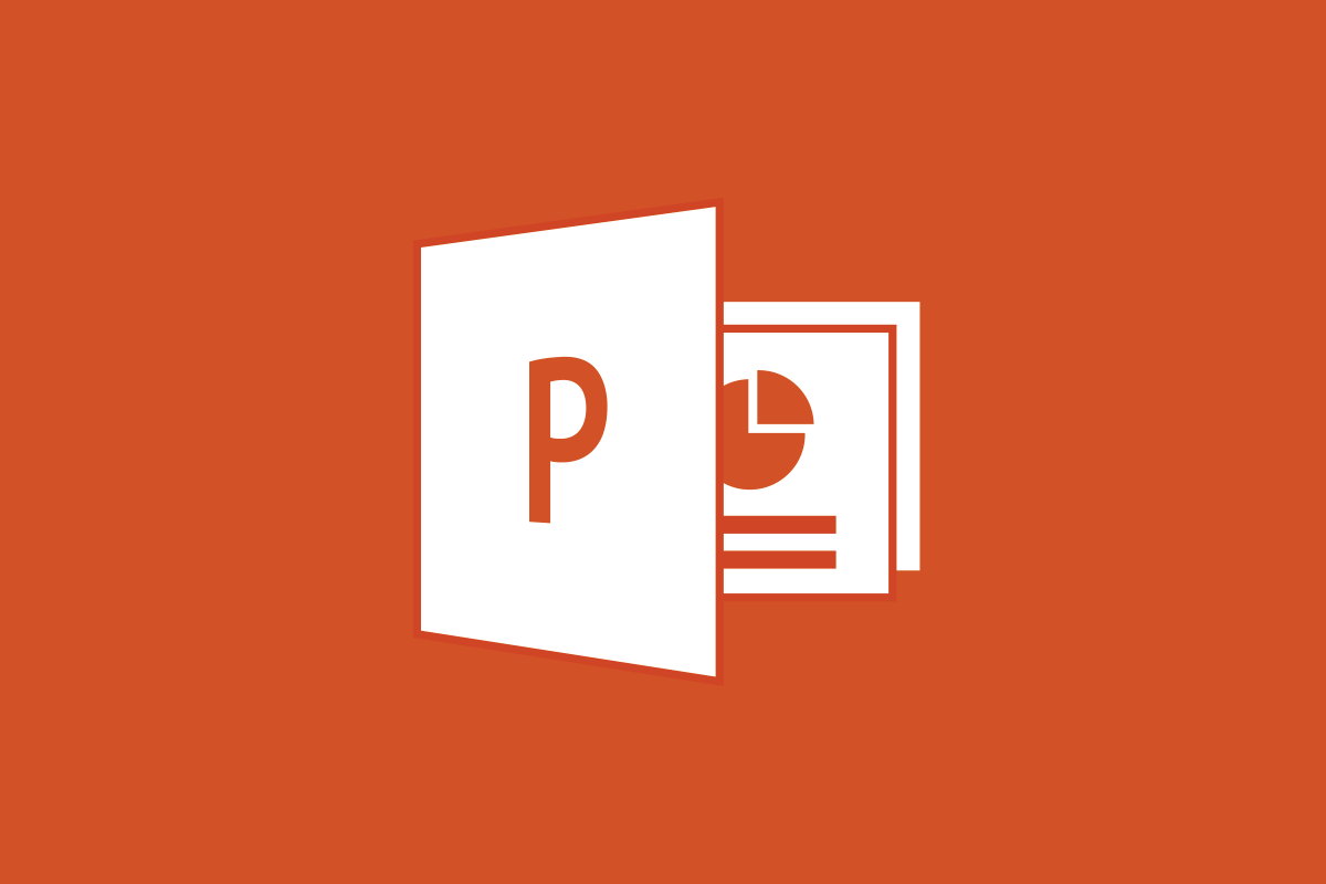The microsoft powerpoint logo on an orange background.