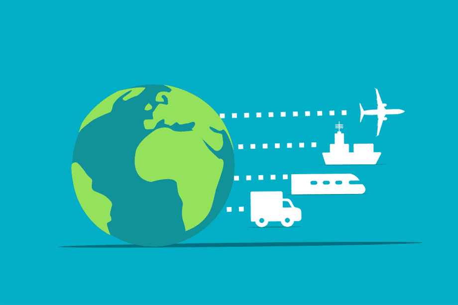 The world is connected by a truck and a plane.