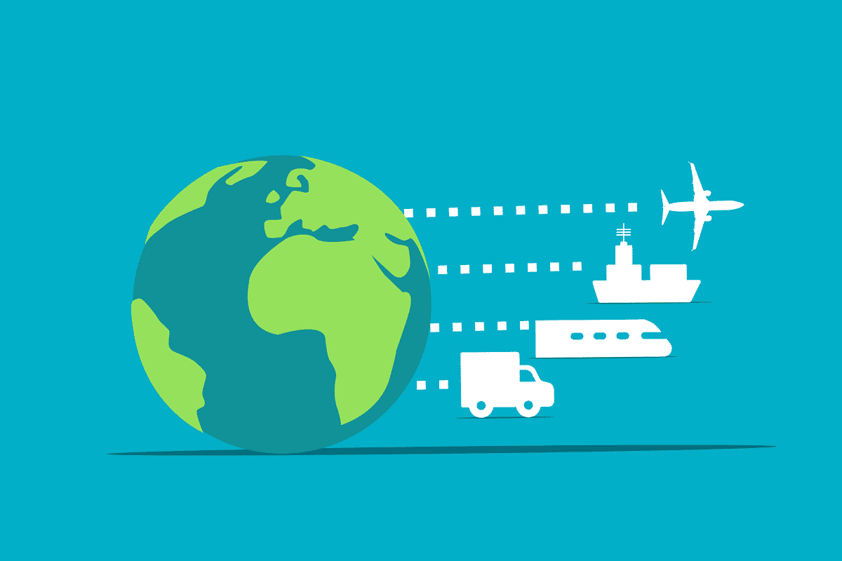 The world is connected by a truck and a plane.