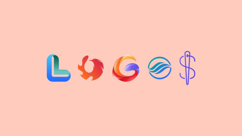Five colorful stylized icons spelling LOGOS on a light peach background; each letter has a unique design and color scheme.