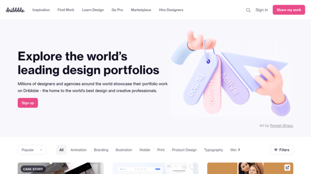 Dribbble-website-screenshot