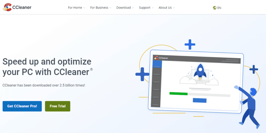 A screenshot of the CCleaner website.