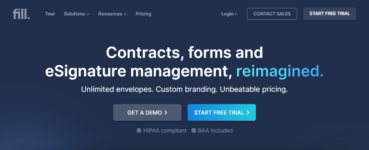 A screenshot of FillHQ website.