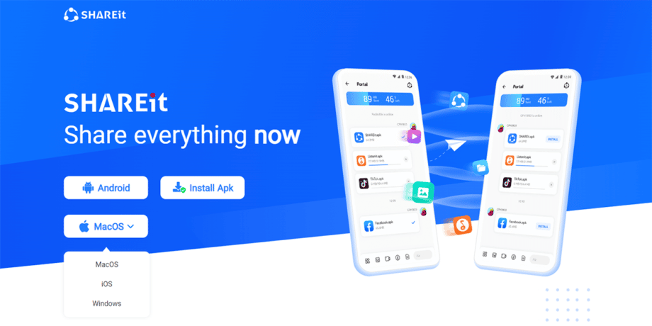 A screenshot of the SHAREit website.