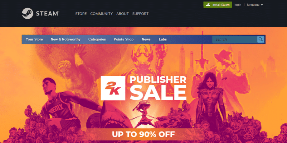 A screenshot of the Steam website.