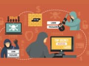 A man hacker and a woman hacker are working on a computer.