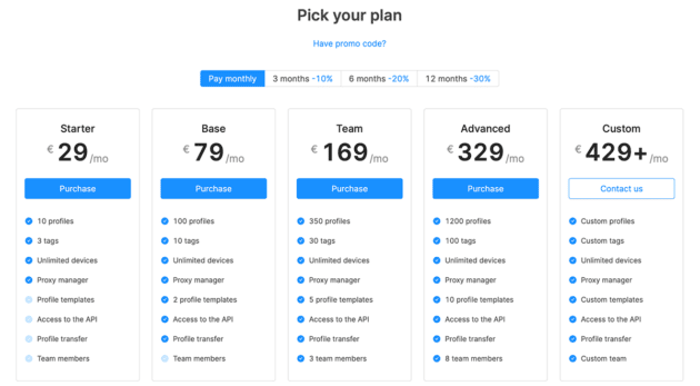 octobrowser-pricing-plans