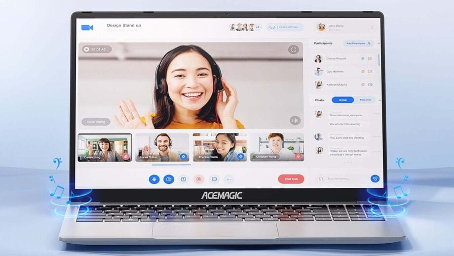 An ACEMAGIC ‎AX15 Laptop screen showing a group of people attending a web conference.