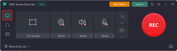 A screenshot of the AWZ Screen Recorder.