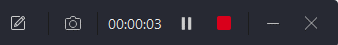 A screenshot of the AWZ Screen Recorder stop/pause buttons.