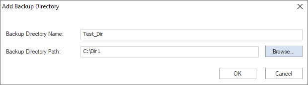 Press Backup Directory tab to Create new backup directory, Enter location path to store the resultant PST file, Provide name and click OK.