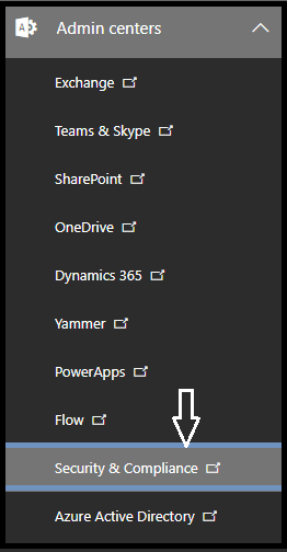 Click the Security & Compliance on the Admin Center page.