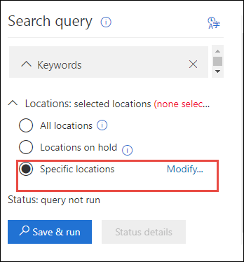 After that, choose the Select Specific Locations option and then press the Modify… option.