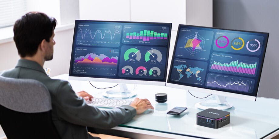 ACEMAGIC AK1 PLUS Mini PC Dual Monitor Setup.