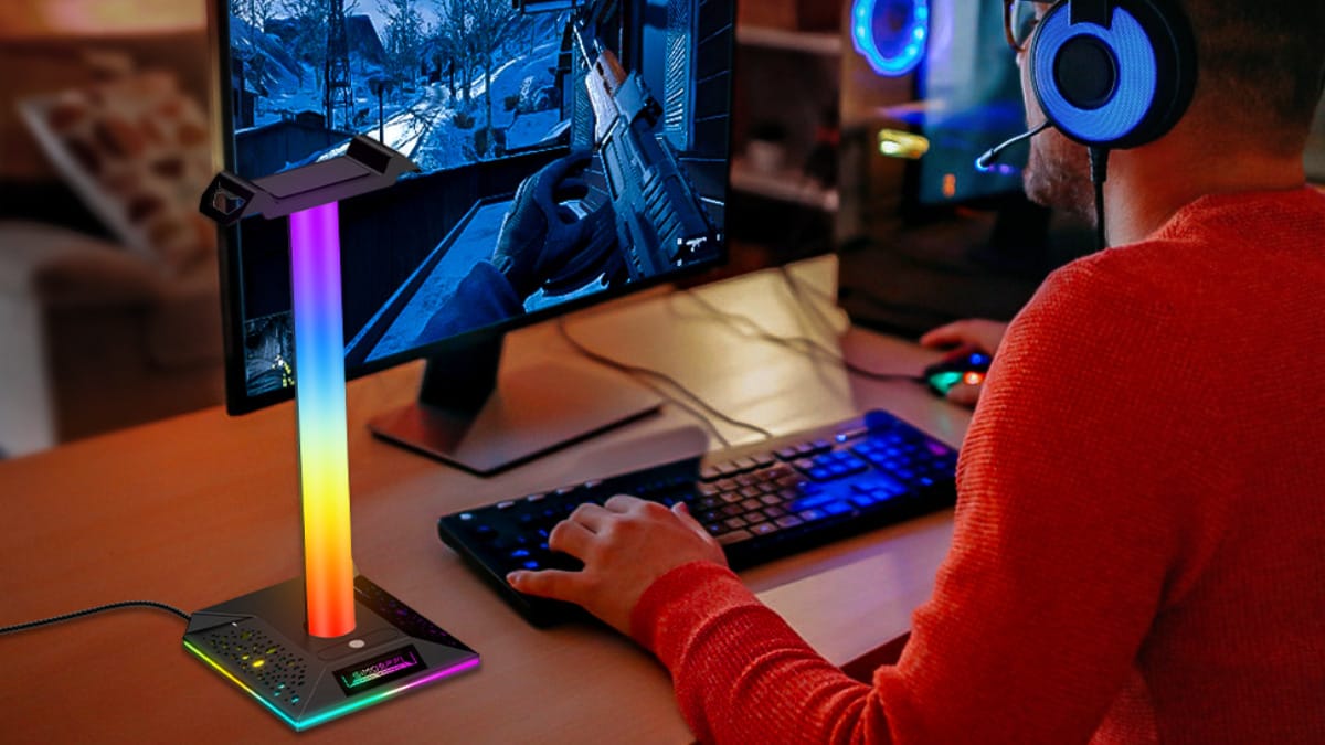 SIMOEFFI RGB Gaming Headphone Stand.