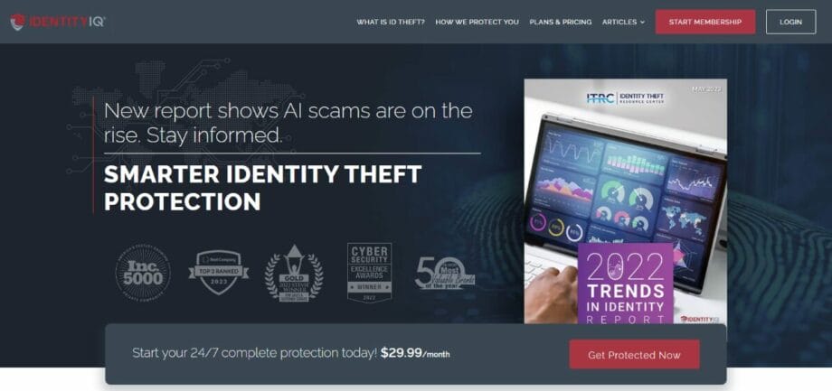 A screenshot of the IdentityIQ website.