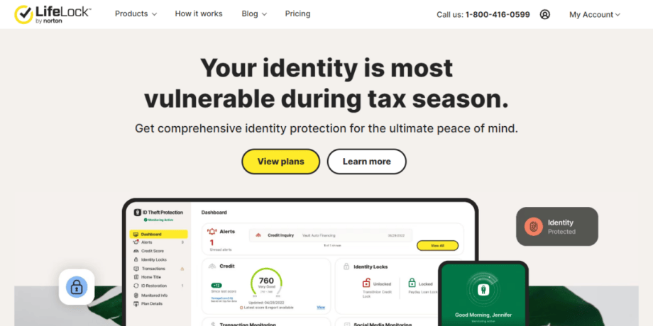A screenshot of the Norton LifeLock website.