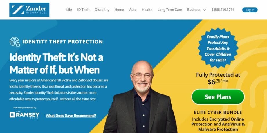 A screenshot of the Zander website.