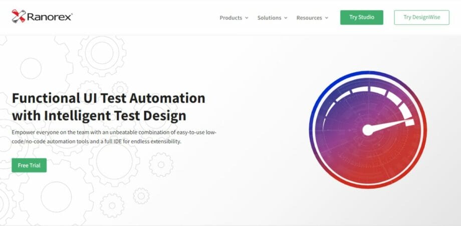 A screenshot of the Ranorex website.