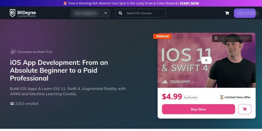 A screenshot from the BitDegree website.