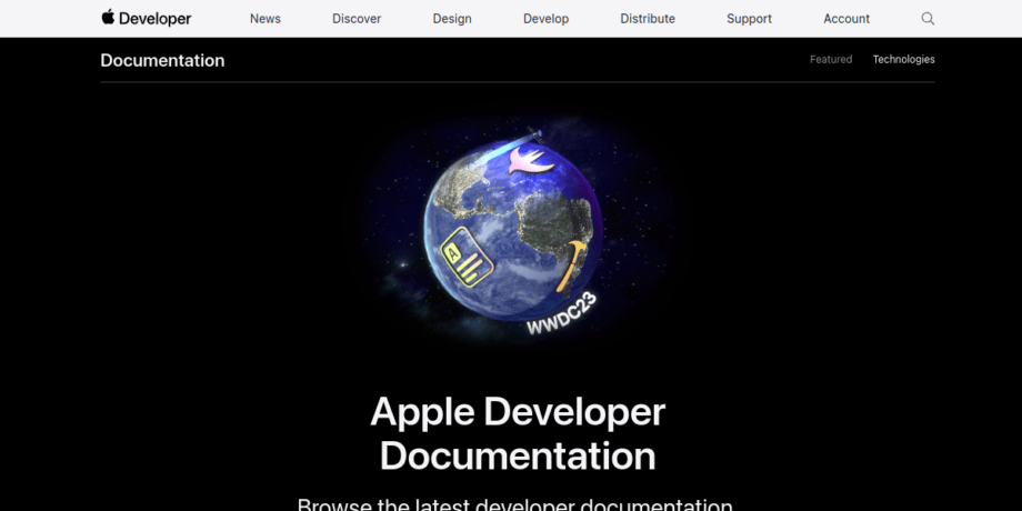 A screenshot from the Apple Developer Documentation website.