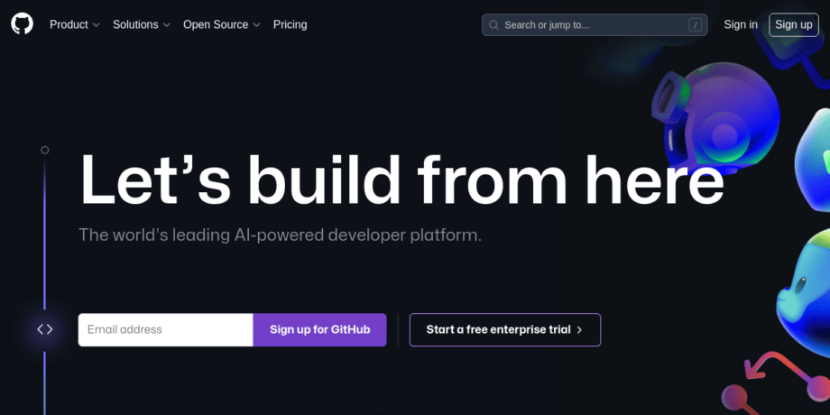 A screenshot from the GitHub website.