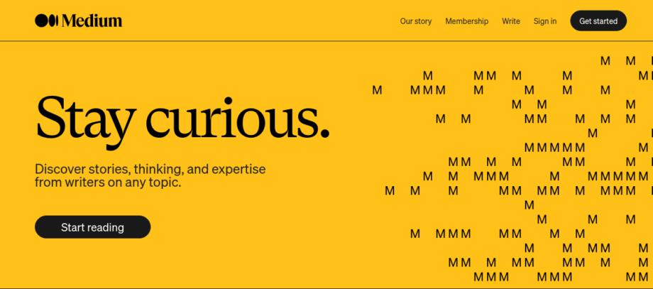 A screenshot of the Medium website.