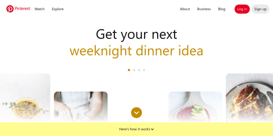 A screenshot of the Pinterest website.