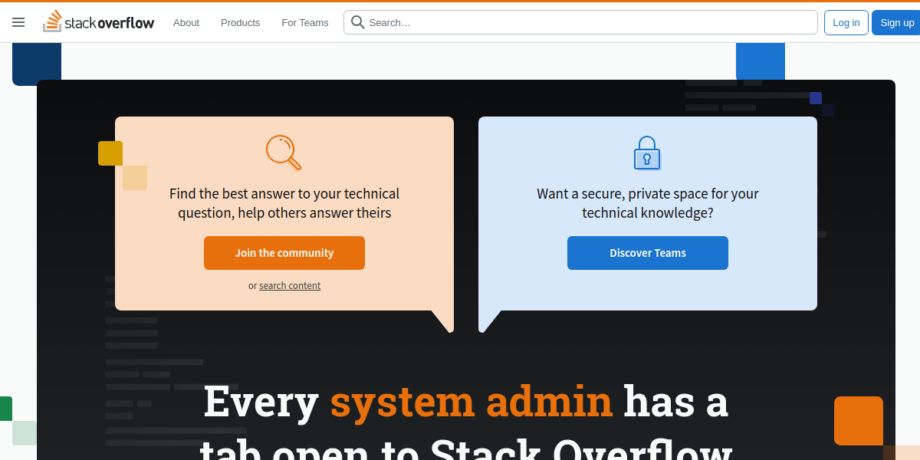 A screenshot from the Stack Overflow website.