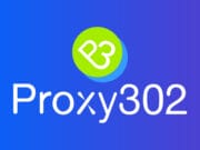 Logo with a green circle containing "P3" above the text "Proxy302" on a blue and purple gradient background.