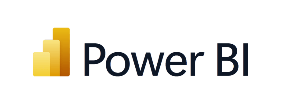 Power BI logo featuring a yellow abstract bar chart icon next to the text Power BI in bold black letters.