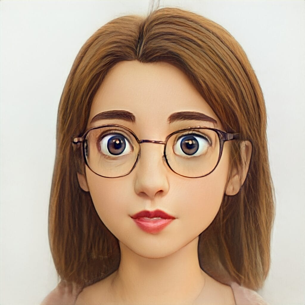 Anna Hester Animated illustration of Anna Hester with brown hair, glasses, and large blue eyes, facing forward against a plain background.