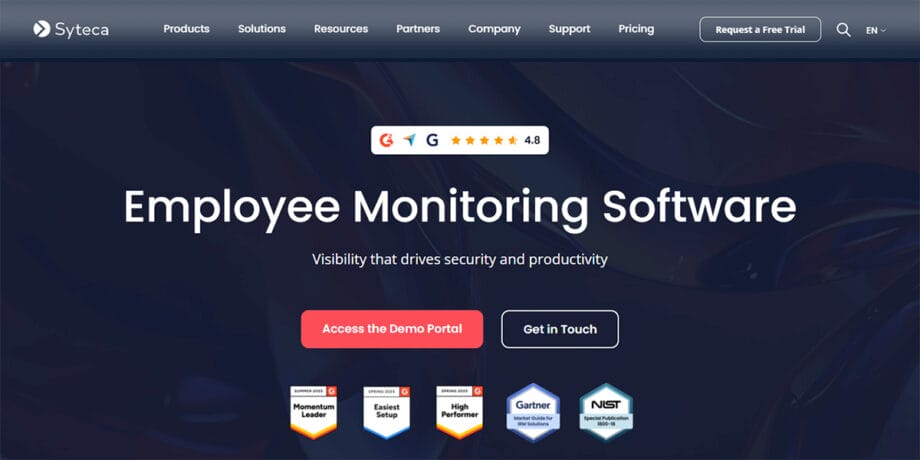 A screenshot from the Syteca website.