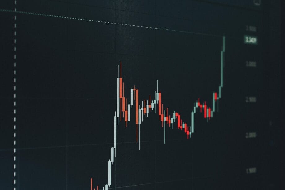 Stock market chart showing upward trend.