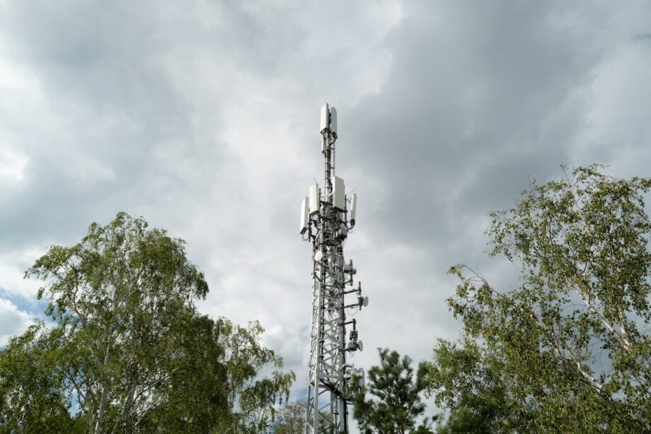 A cell phone tower in the middle of a forest