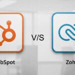 HubSpot vs Zoho logos side by side, indicating a comparison between the two platforms.