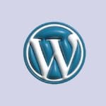 a blue and white wordpress logo