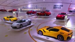 red and yellow ferrari sports cars