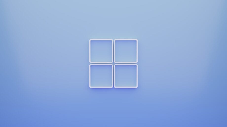 a blue background with a white square in the middle